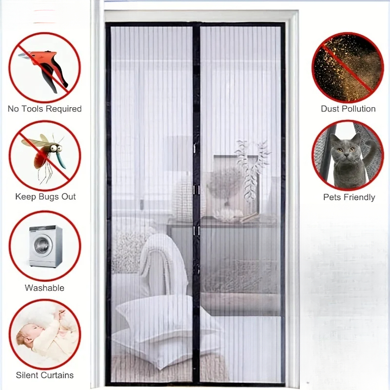 Puck Screen Mesh - Magnetisches Selbstschließendes Moskitonetz für Türen, Insekten-