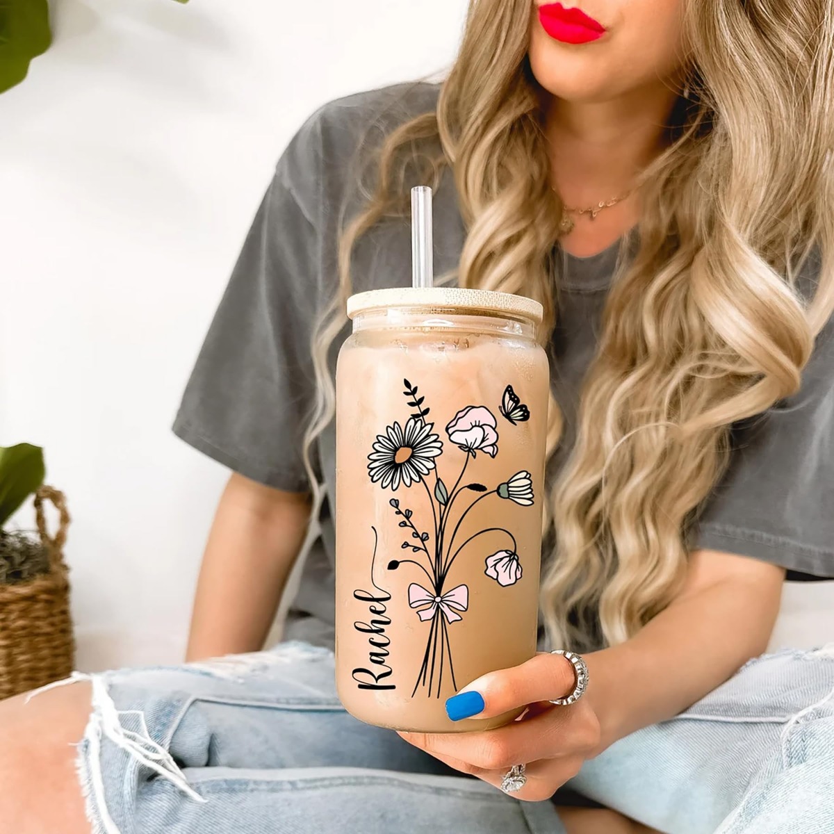 Coffee Equipment Gift - Personalisierte Niedliche Becherflasche mit Deckel und