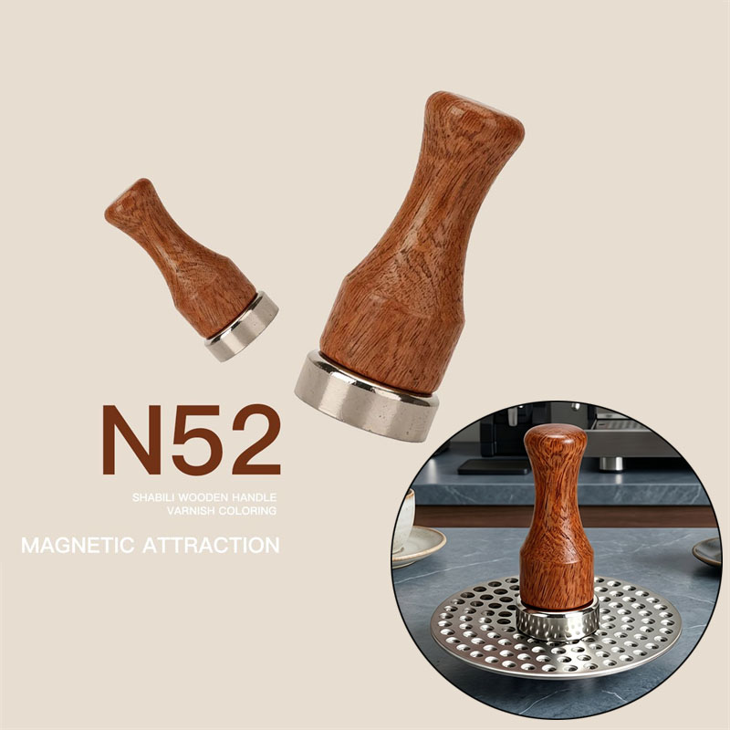Puck Screen Mesh - Espresso-Puck-Sieb mit Magnet und Holzgriff 51/53/58mm